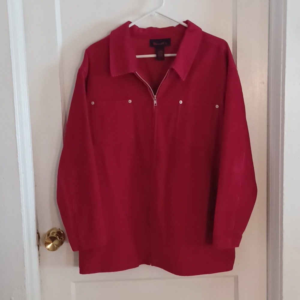 Denim and Co. Corduroy jacket ranch coat women's size large Red